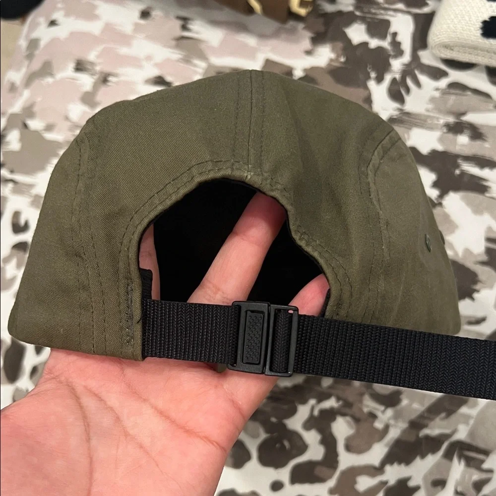 Supreme Khaki Green Hat with Red Logo - Picture 2 of 3